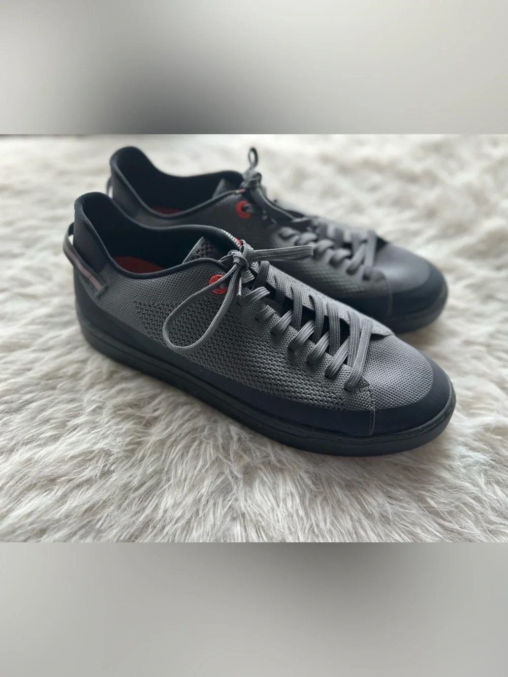 Swims Men's Gray Knit Tennis Sneakers with Orange Eyelet Accents 11